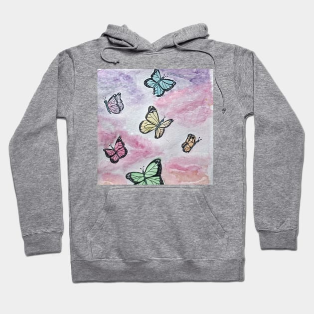 Colorful pastel butterflies Hoodie by San Mould Art